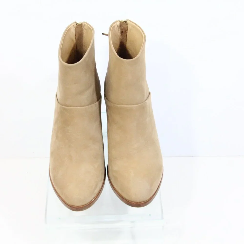 Nisolo Boots sz 7.5 Women Leather Ankle Bootie Stacked Heel zipper dari